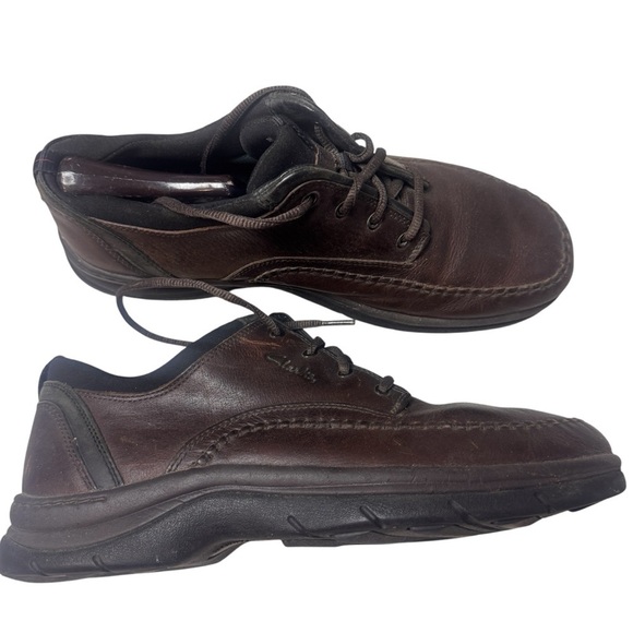 Clarks travel trek brown leather oxfords shoes size 11 W - Picture 1 of 13